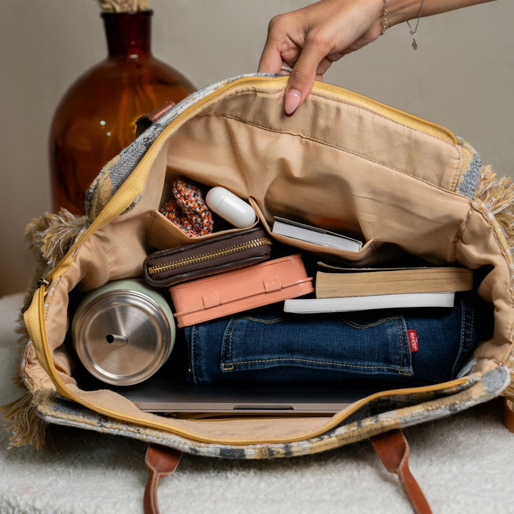 Denim Dusk Ruffle Beach Tote