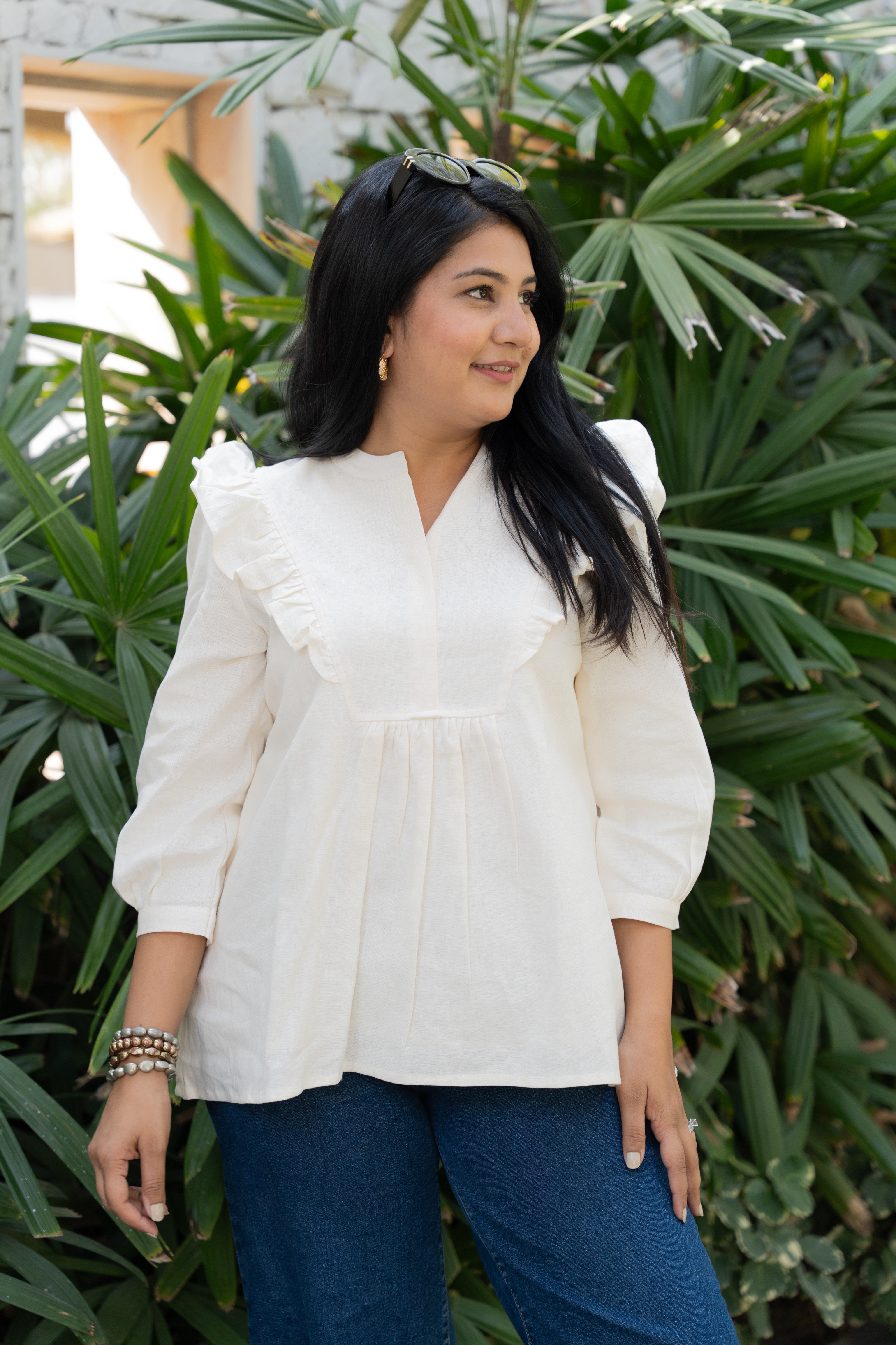 Cream Whimsy Waves Top