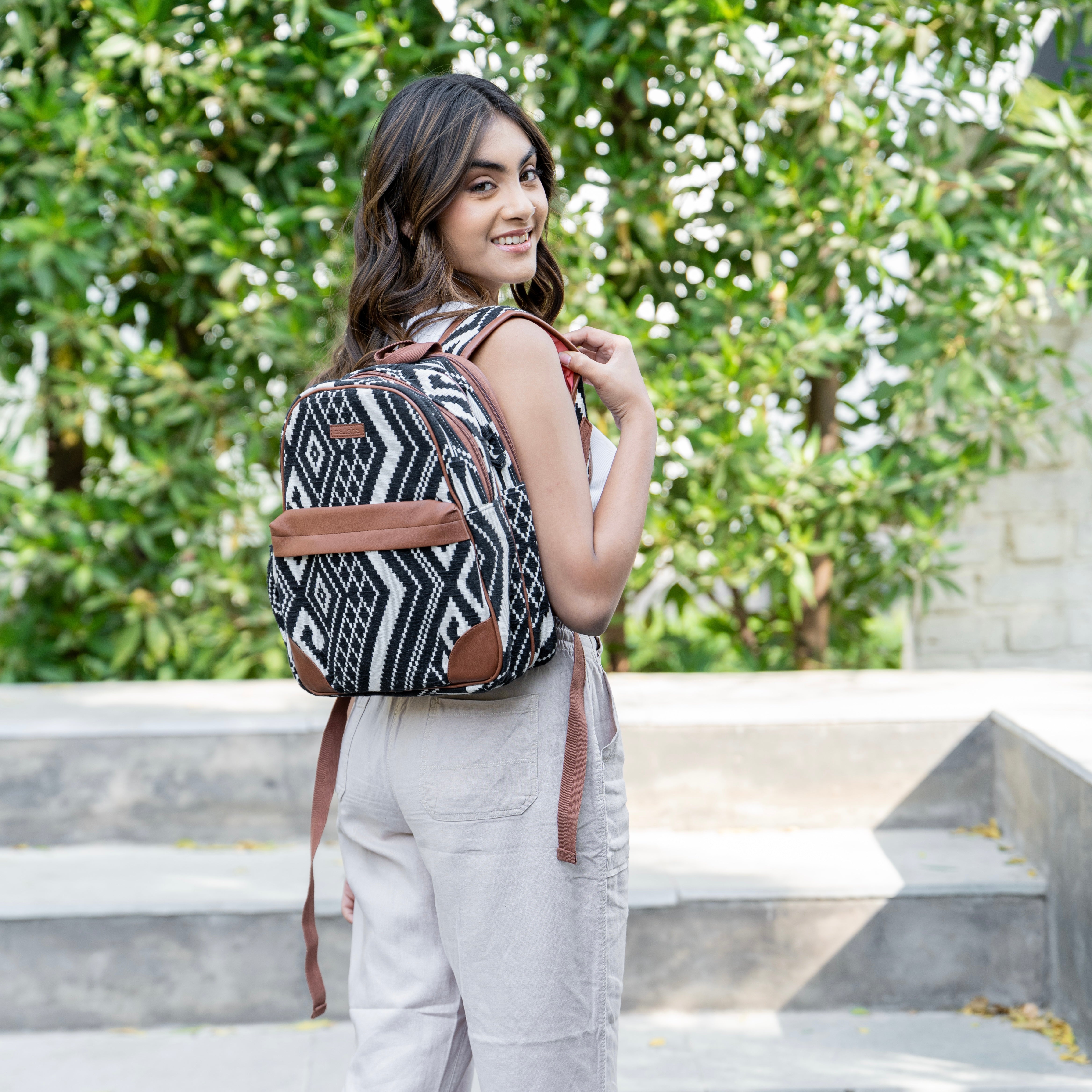 Black Aztec Compact Backpack Bag