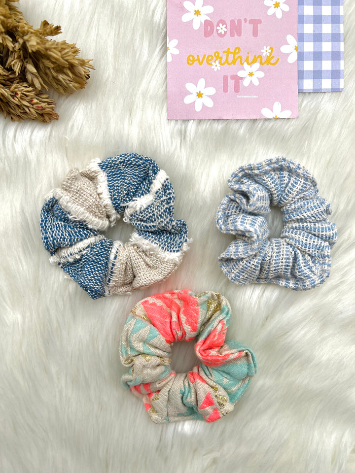 Shades Of Blue - combo of 3 scrunchies