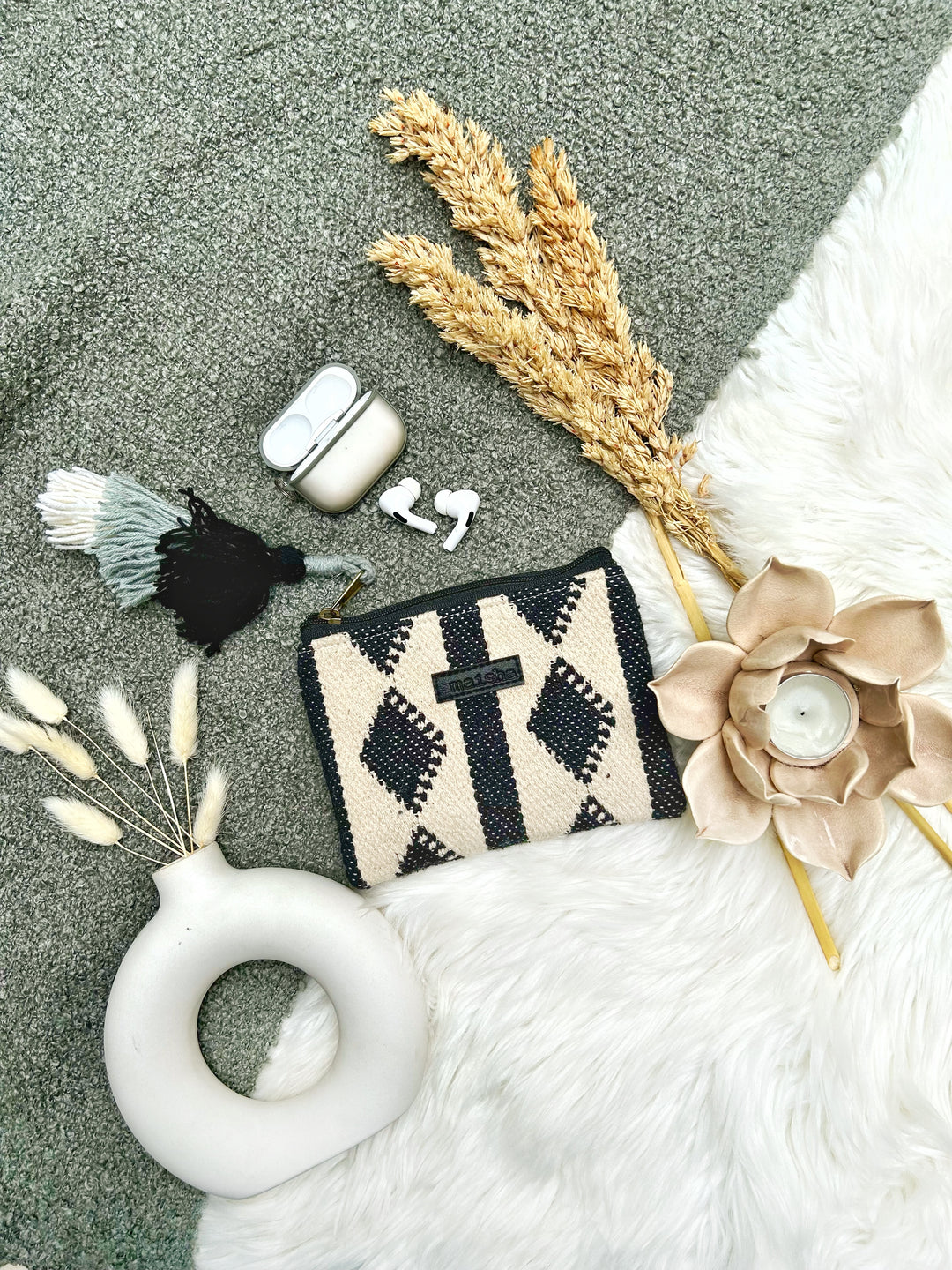 Monochrome Charm Mini Pouch