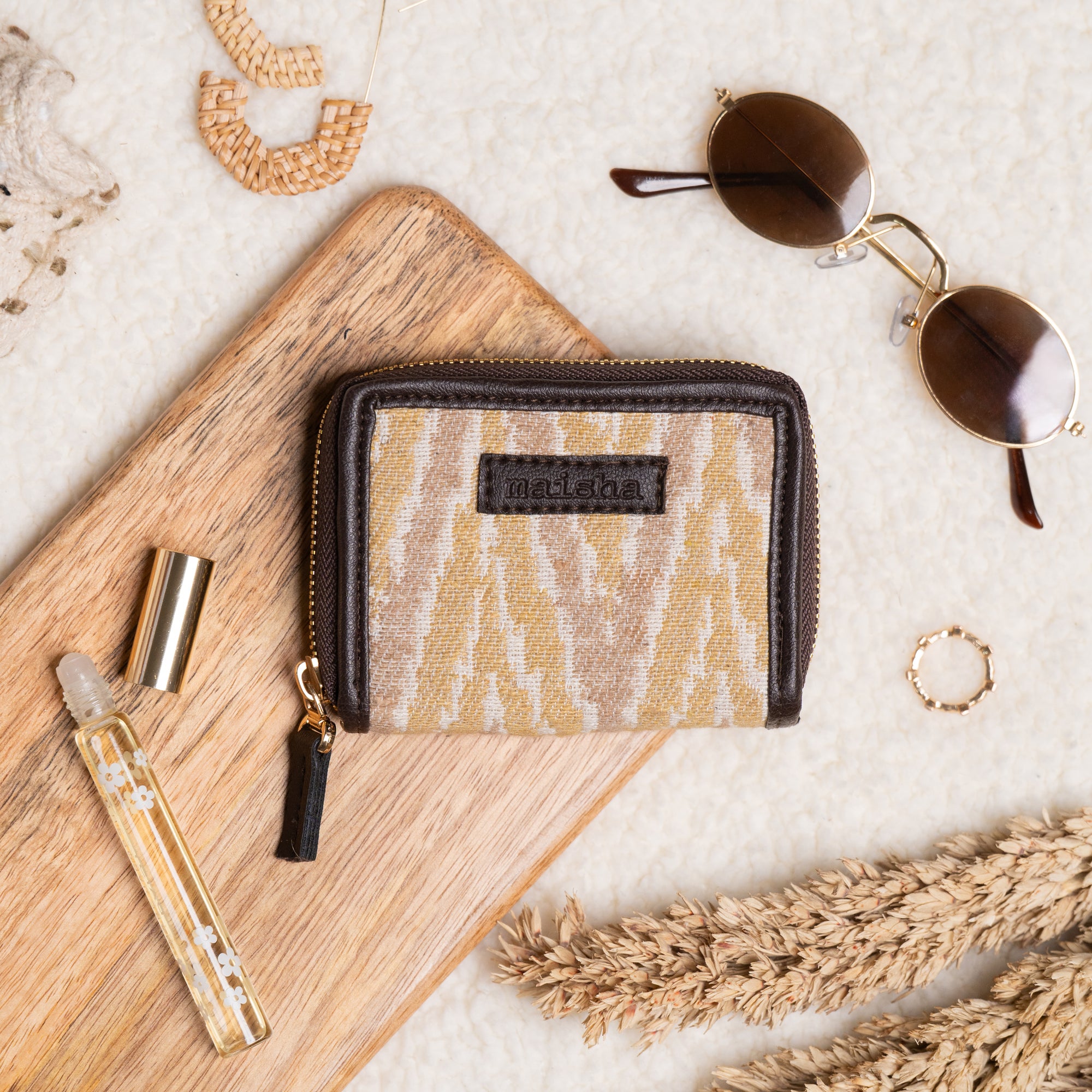 Buttercream Ikkat Compact Wallet