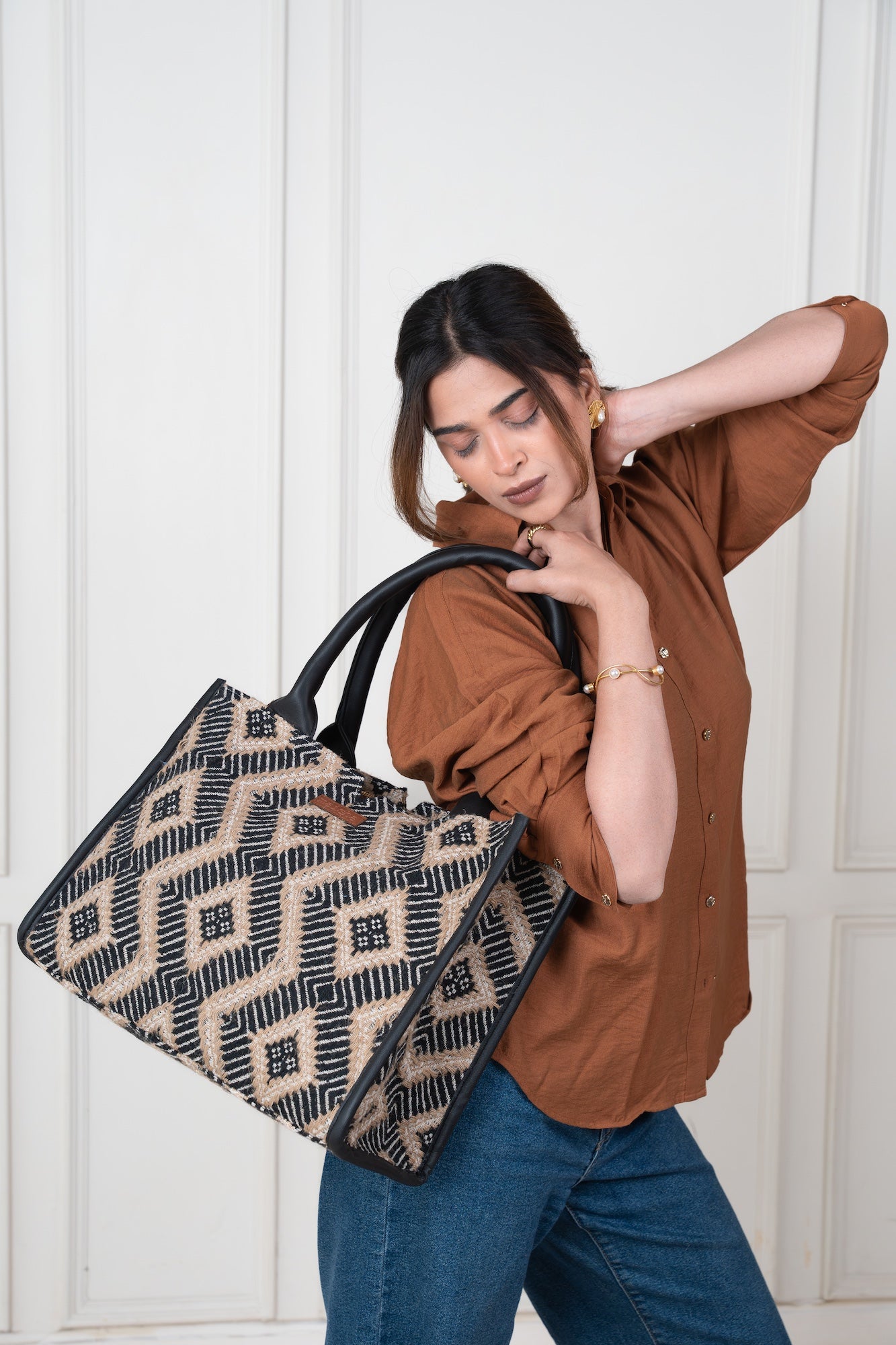 Sahara Grid Box Bag (Large)