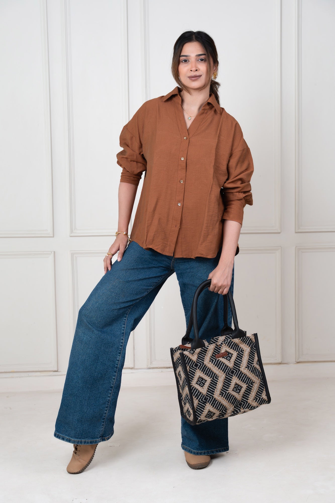 Sahara Grid Box Bag (Medium)