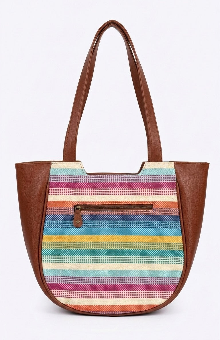 Santorini Stripe Crescent Handbag