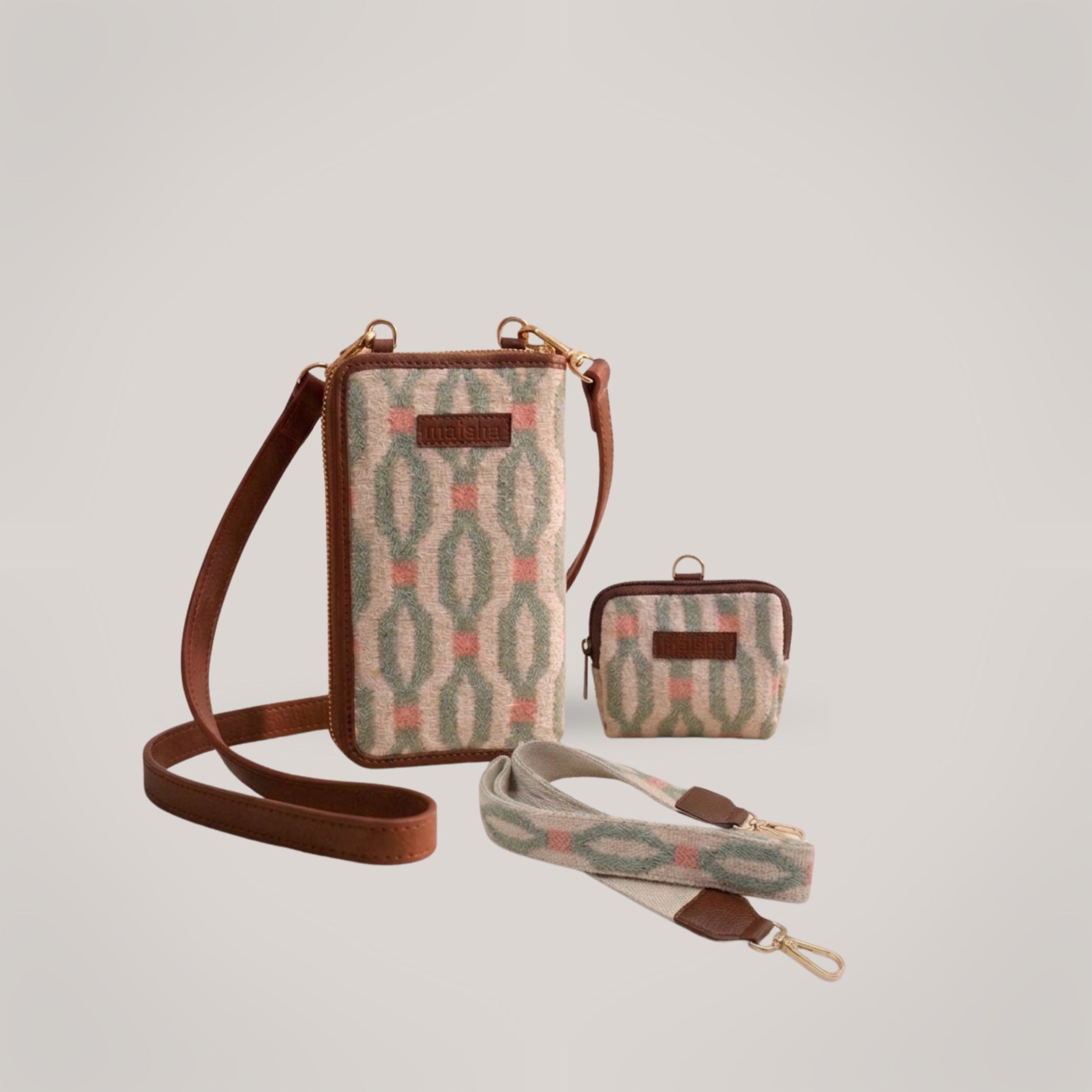 Sage Weave Mobile Wallet Sling Combo