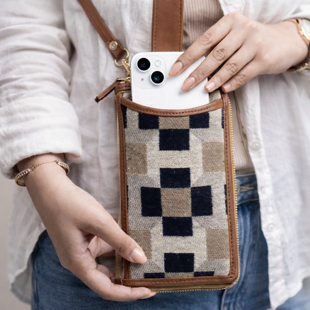 Urban Check Mobile Wallet Sling