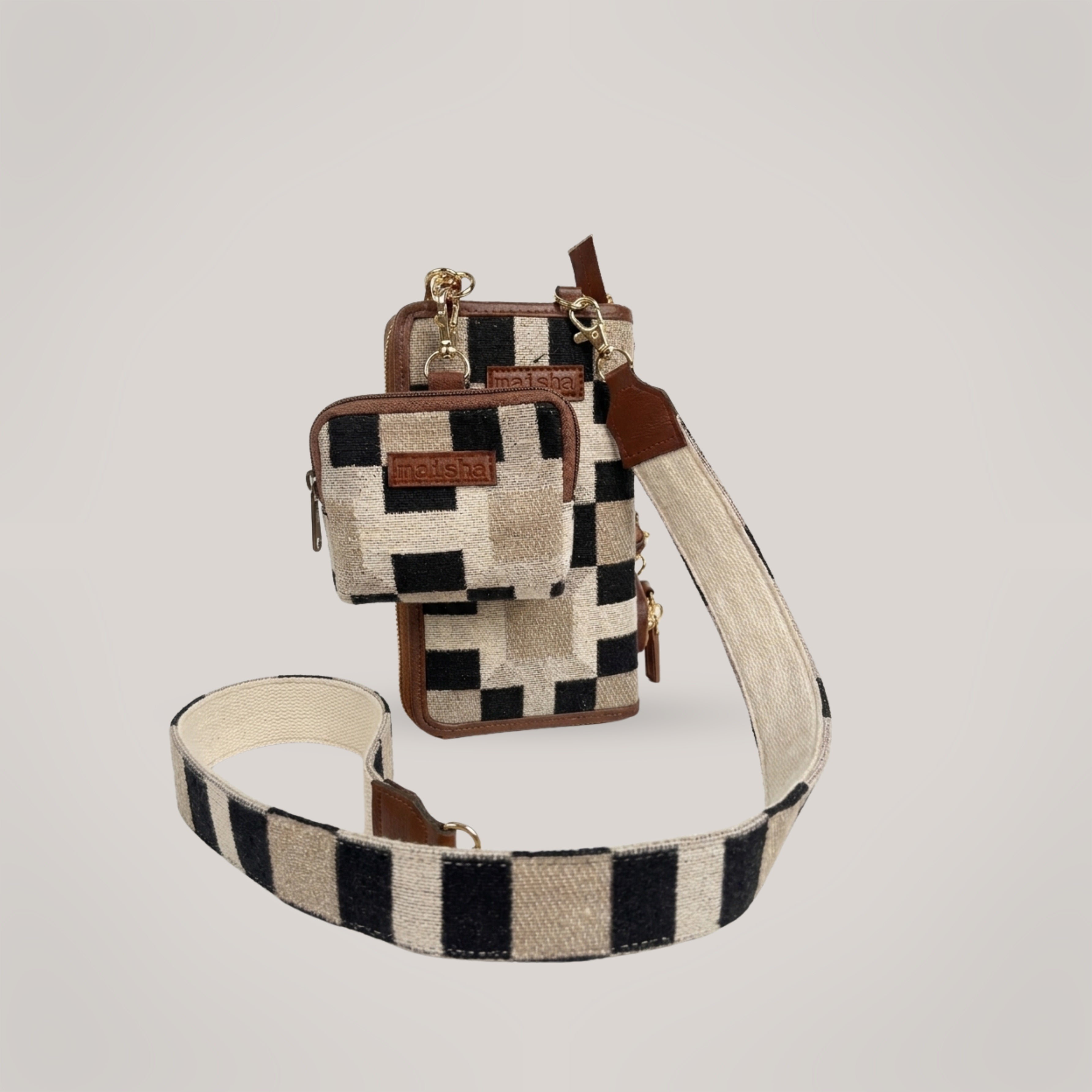 Urban Check Mobile Wallet Sling Combo