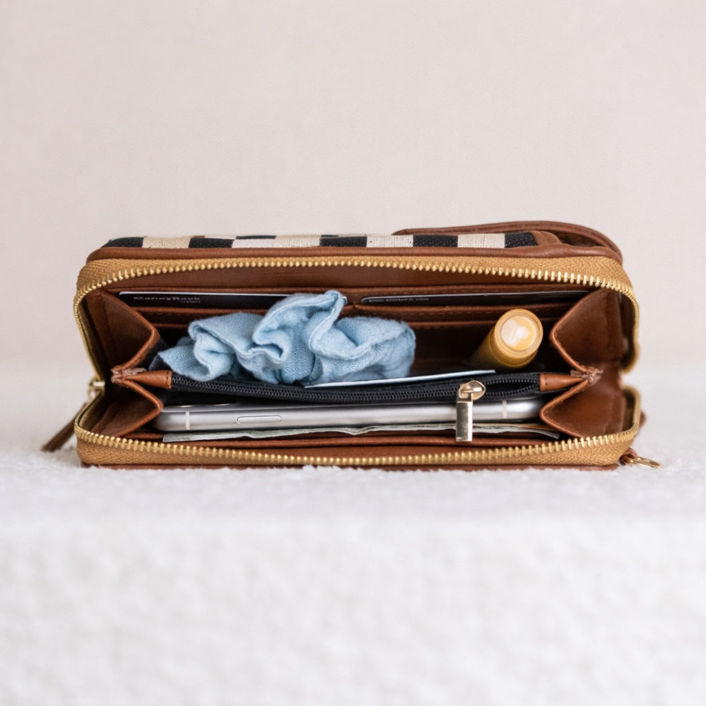 Urban Check Mobile Wallet Sling Combo