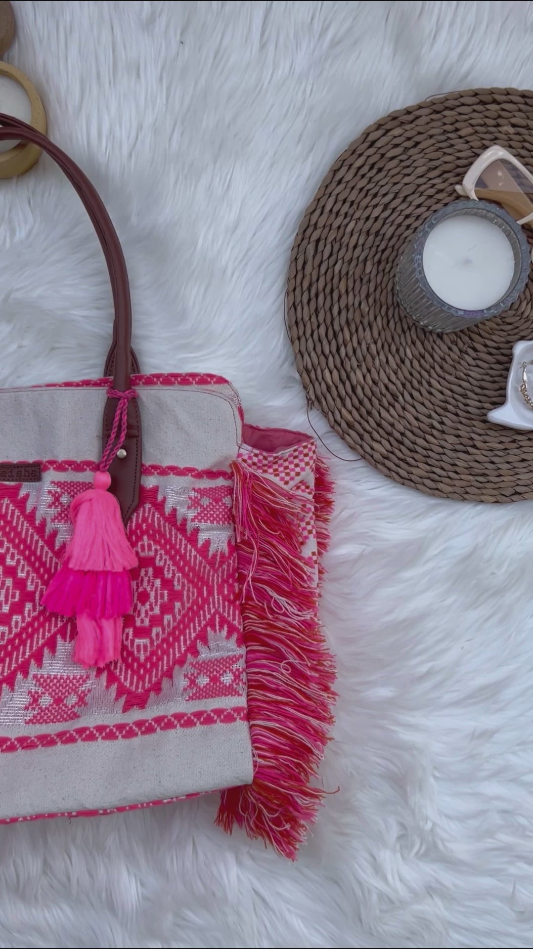 Pink Patakha Beach Hobo Bag With Mag-Dot Closure