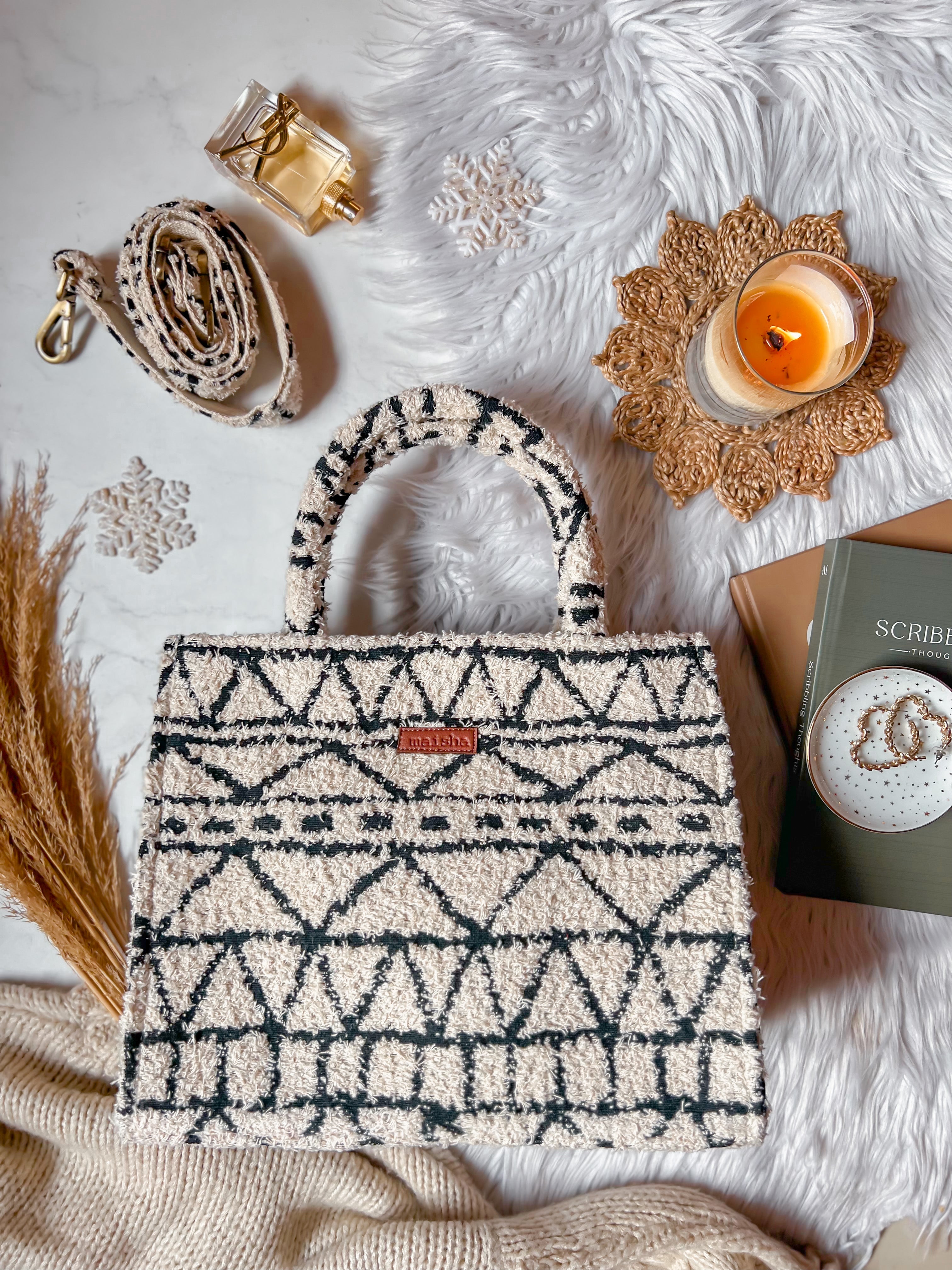 Monochrome Fuzz Box Bag Medium - Maisha Lifestyle – Maisha